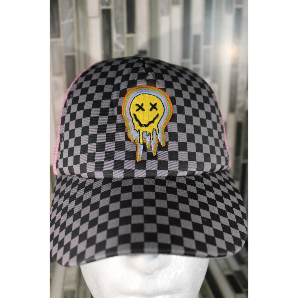 Pink Checkered Trucker Snapback Hat‎